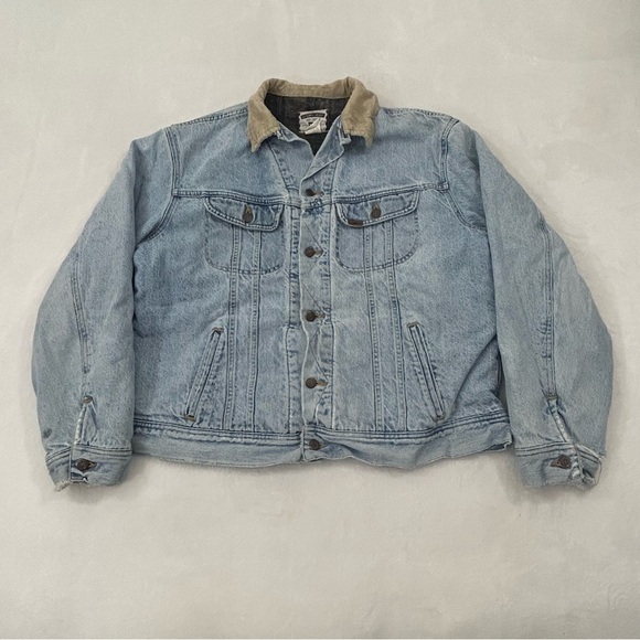Lee Other - Vintage Lee Storm Rider Wool Blanket Lined Light Blue Denim Jean Jacket Men’s XL